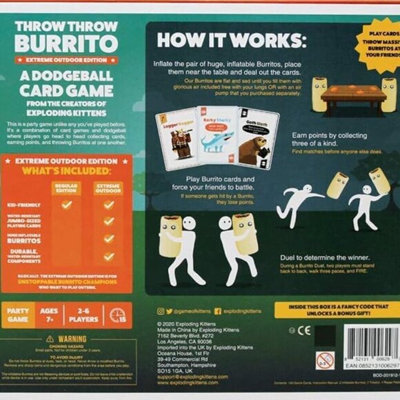 NEW Exploding Kittens Throw Throw Burrito Dodgeball Game Extreme Outdoor Edition - Picture 4 of 8